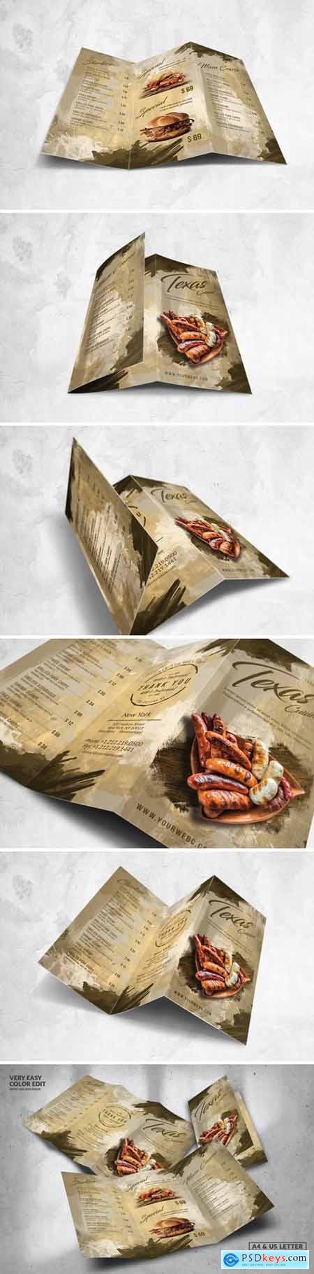 Trifold Food Menu Design A4 & US Letter ZPBXGMB