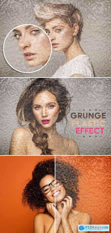 Grunge Plastic Photo Effect Mockup 388095595