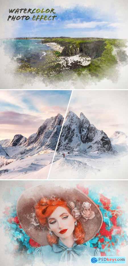 Watercolor Painting on Paper Texture Photo Effect Mockup 388094062 » Free Download Photoshop ...