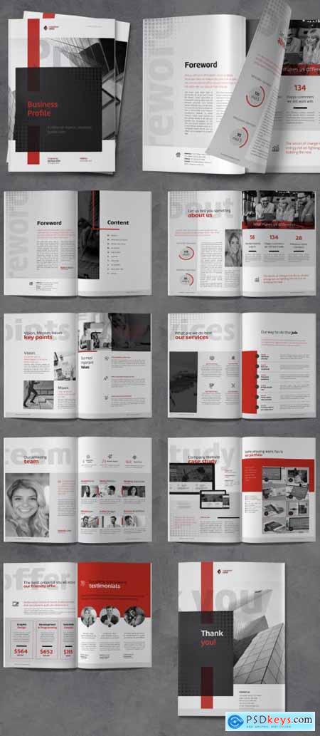Company Profile with Red and Gray Accents 388817807