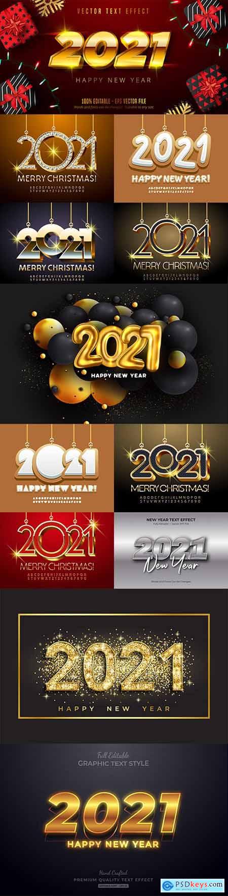 Happy New Year and Christmas 2021 decorative inscription 4