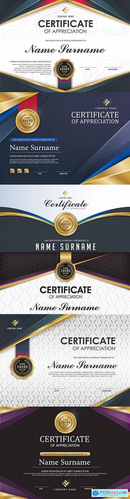 Luxury certificate of gratitude template award design 2