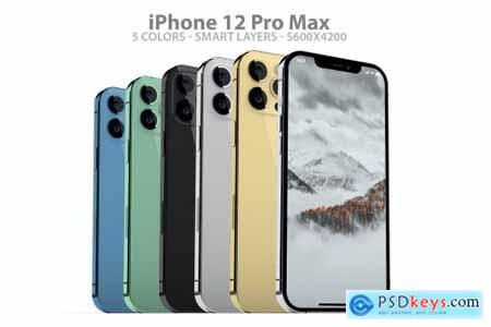iPhone 12 Pro Max PSD Mockups in All Colors
