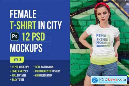 Female T-Shirt in City Mockups Vol3 5336987