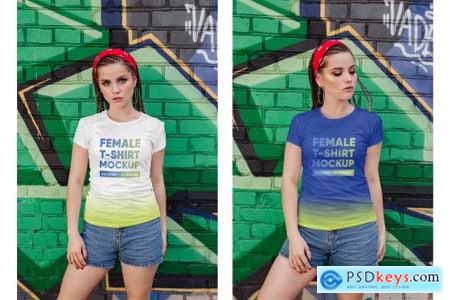 Female T-Shirt in City Mockups Vol3 5336987
