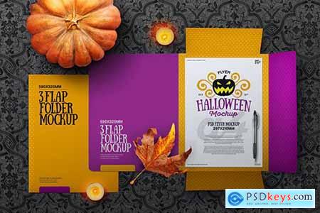 Halloween Autumn Stationery Flap Folder Mockup 96998E3