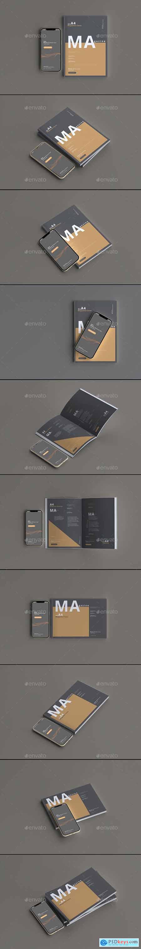 2020 Smart Phone 12 Mockups with Magazine Covers 29123347