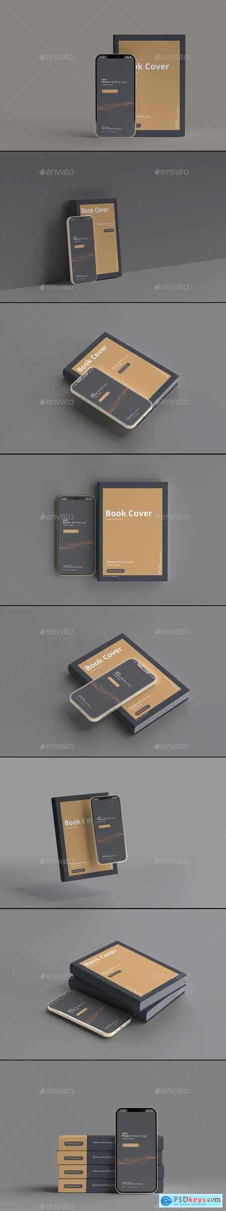 2020 Smart Phone 12 Mockups with Book Cover 29123345