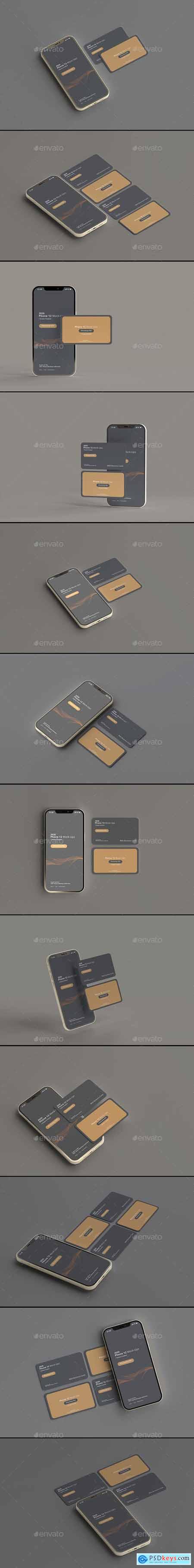 2020 Smart Phone 12 Mockups with Business Cards 29123334