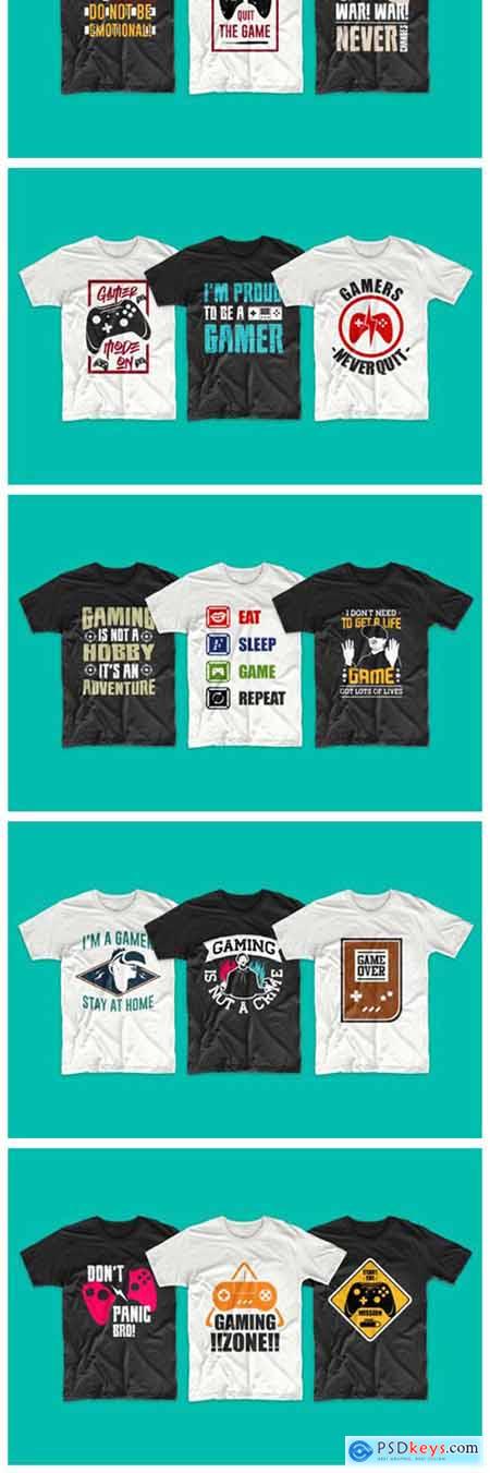 Gaming and Gamer T-shirt Designs Bundle 6482219