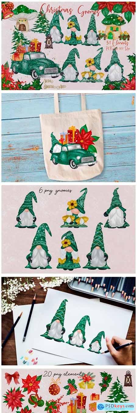 Green Gnomes Christmas Design Clipart 6528834