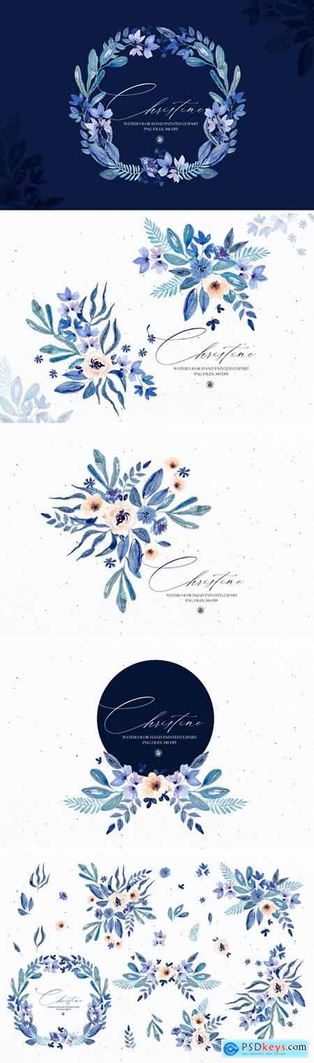 Watercolor floral set - Christine