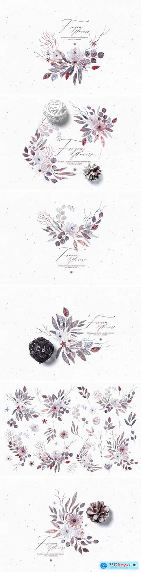 Watercolor floral set - Frozen Flowers