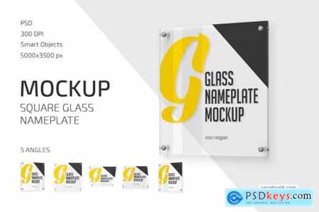 Square Glass Nameplate Mockup 5592114