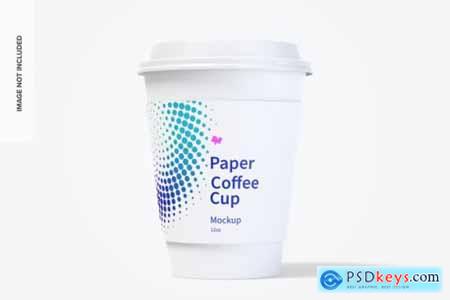 12oz paper coffee cups with caps mockup falling