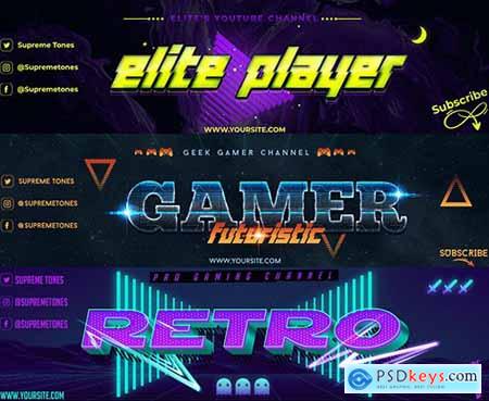 3 Youtube Banners - Gaming Channel Art V1