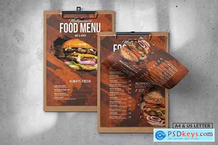 Food Menu Design - Single Page - A4 & US Letter K24R5YH