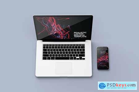 Realistic Laptop and Smartphone Mockup Template