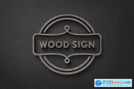 Dark Wood Sign Logo Mockup