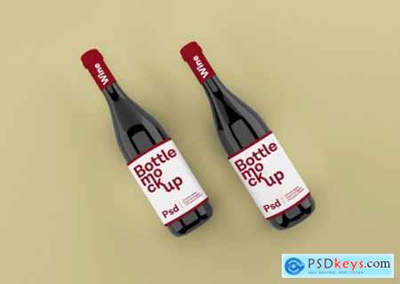 Realistic wine bottle with label mockup