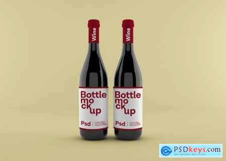 Realistic wine bottle with label mockup