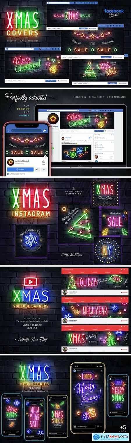 Christmas Neon Social Media Bundle