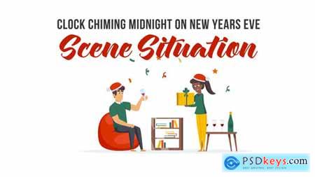 Clock chiming midnight on New Years Eve - Scene Situation 29437215
