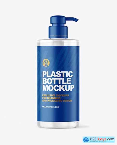 Clear Plastic Bottle with Pump Mockup 69594