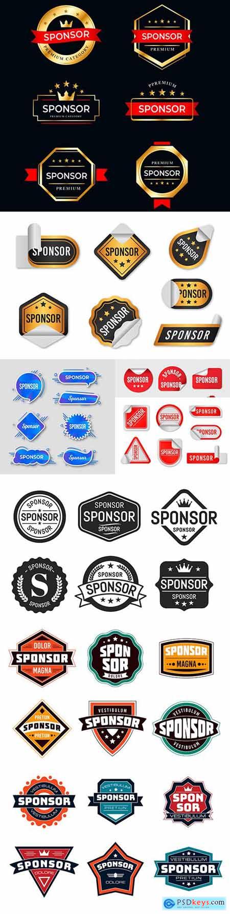 Label sponsor and retro emblem design collection