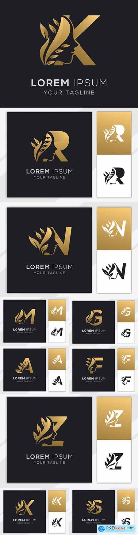 Letter with magnificent template logo natural female beauty