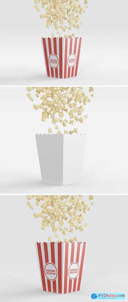 Bucket with Popcorns Flying Mockup