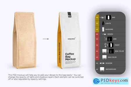 Kraft Paper Coffee Bag PSD Mockup 5634563