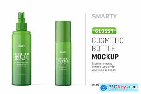 Glossy spray cosmetic bottle mockup 4599737