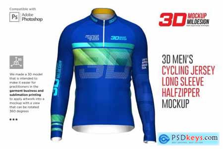 Download Creativemarket 3D Mens Cycling Jersey Half-zip LS 5539751