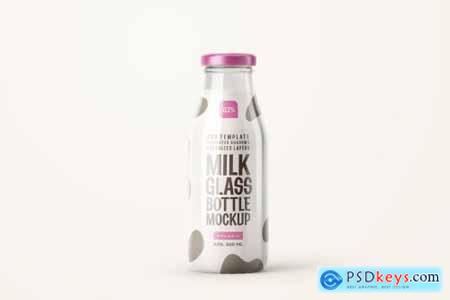 Fresh Milk Glass Bottle Mockup Set 5662647