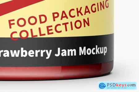 Glass Jar with Strawberry Jam Mockup 5529606