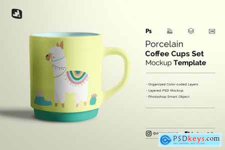 Porcelain Coffee Cups Set Mockup 5188654