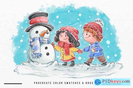 Christmas Watercolor Procreate Brush 5556069