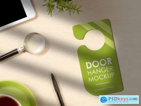 Close up on awesome door hanger mockup
