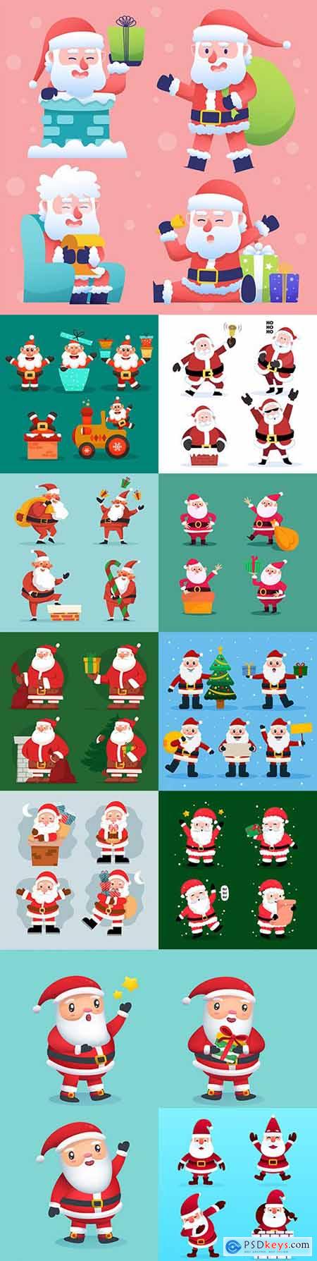 Santa Claus Christmas character flat design collection