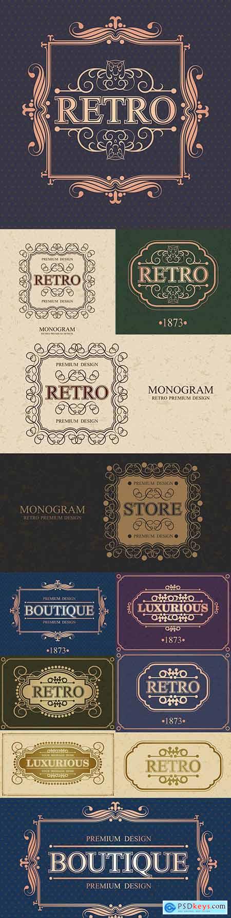 Vintage monogram luxurious calligraphic design elements