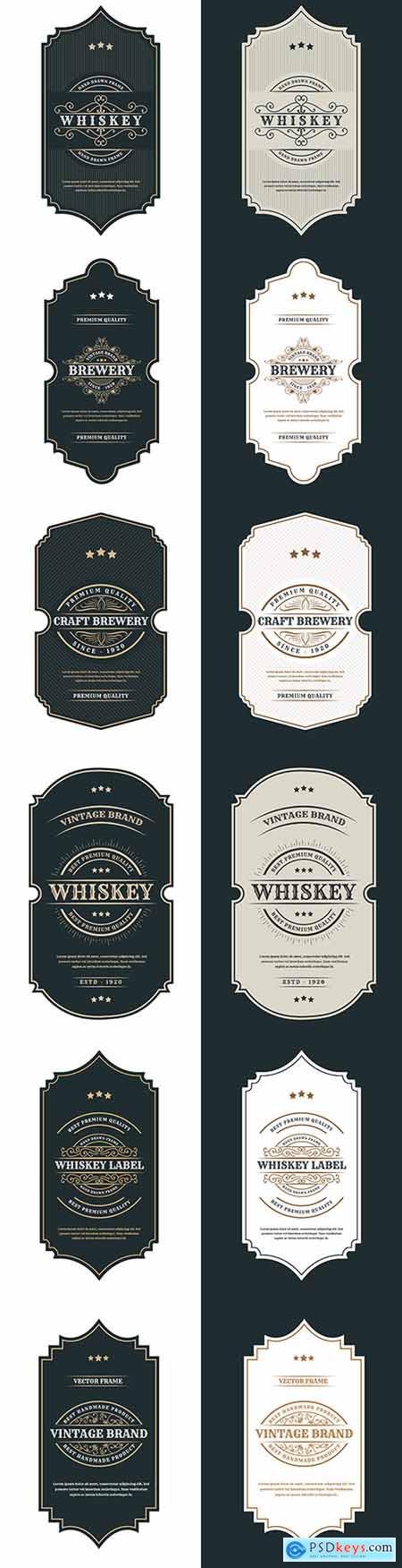 Whiskey vintage brand design label for alcohol