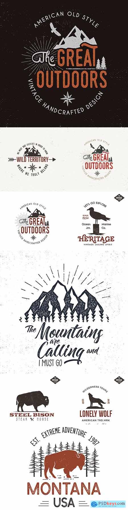Vintage outdoor label and retro logo illustration