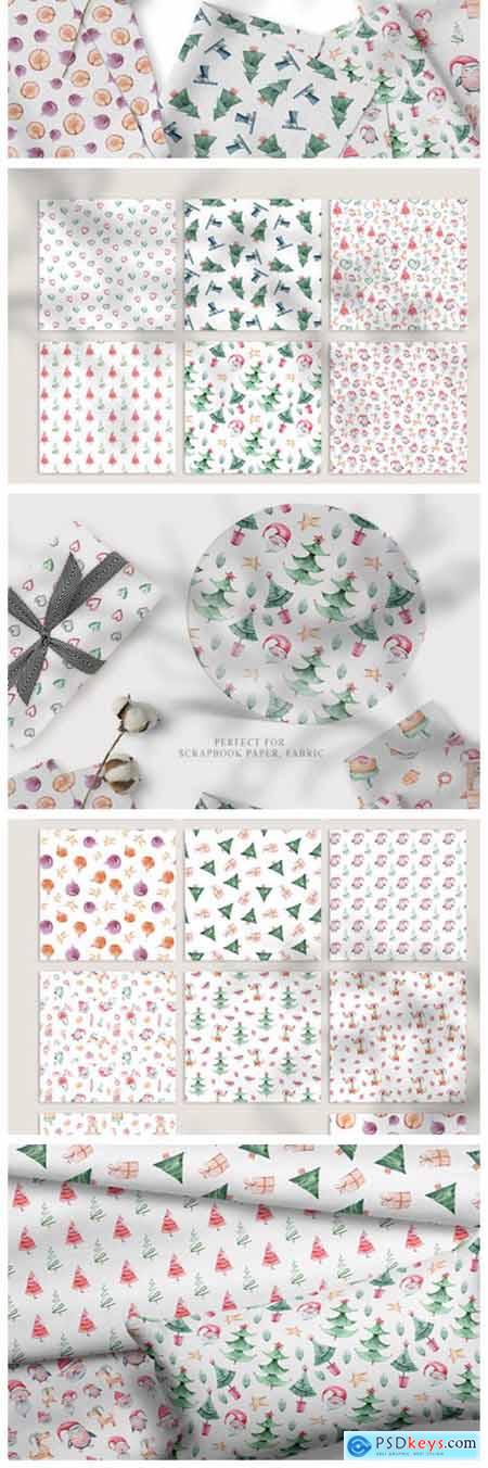 Watercolor Christmas Seamless Patterns 6793635