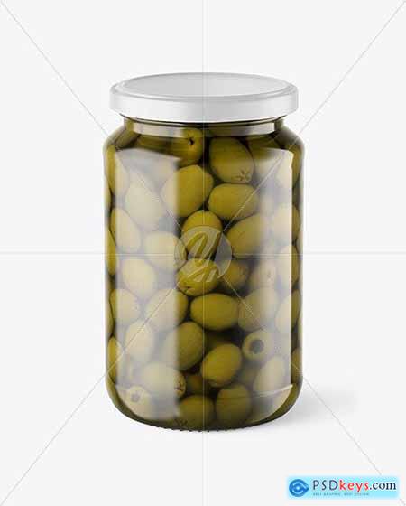 Clear Glass Jar with Olives Mockup 70502