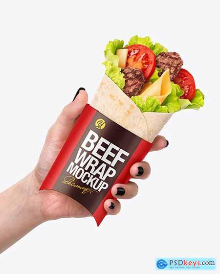 Hand w- Beef Wrap Mockup 70545