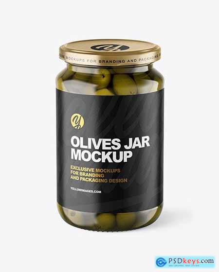 Clear Glass Jar with Olives Mockup 70502
