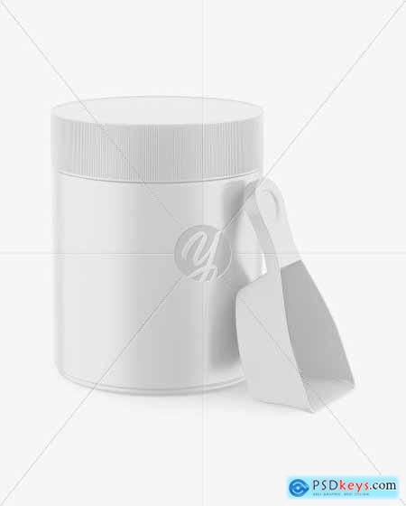 Matte Plastic Jar w- Spoon Mockup 70516