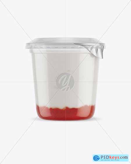 Plastic Cup with Yogurt and Strawberry Jam Mockup 70466