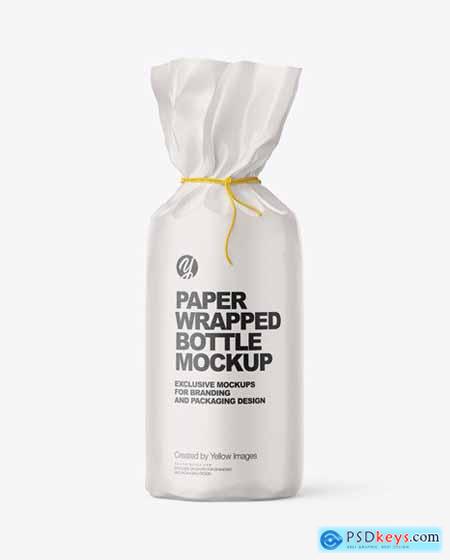 Matte Paper Bottle Wrapping With Rope Mockup 70639